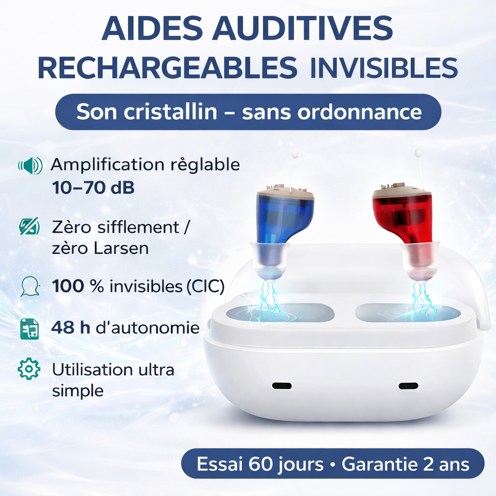 Reinvital™ Pro CIC – Aides auditives rechargeables invisibles (Paire)