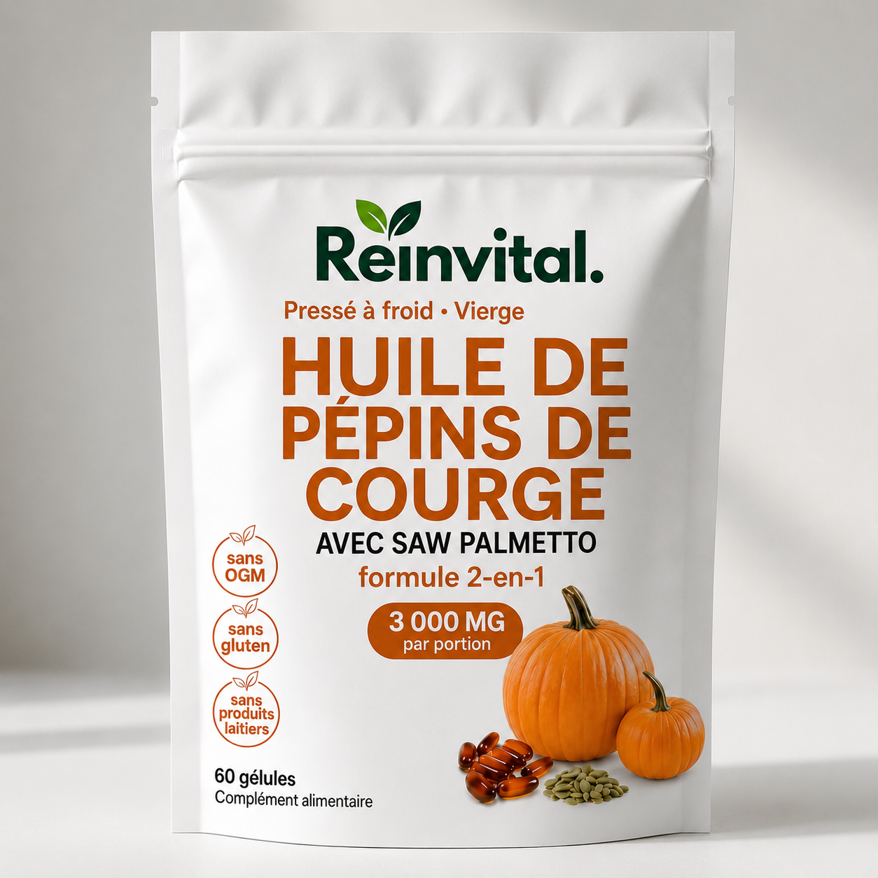 Reinvital: Capsules premium à l'huile de pépins de courge