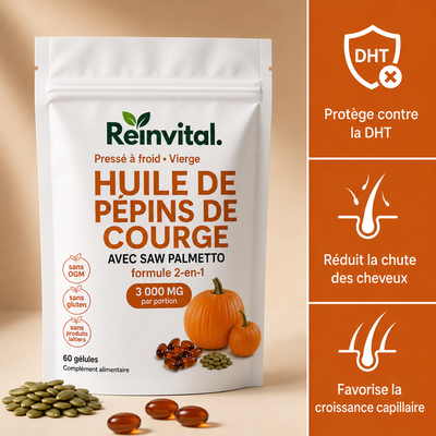 Reinvital™ : Capsules Anti-Chute DHT — Protection Double Action Cheveux